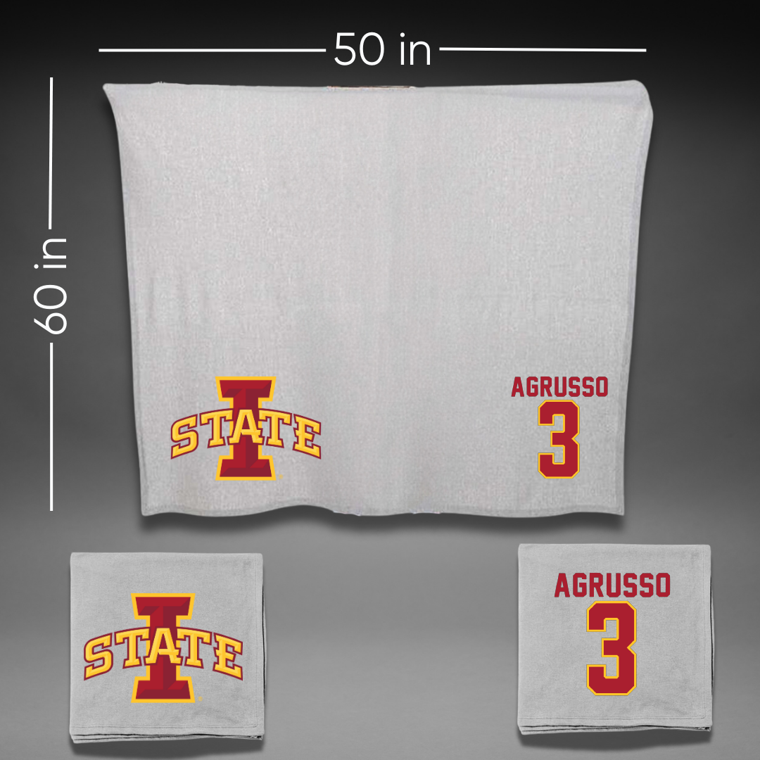 Iowa State University Soccer Gray Blanket - #3 Isabella Agrusso