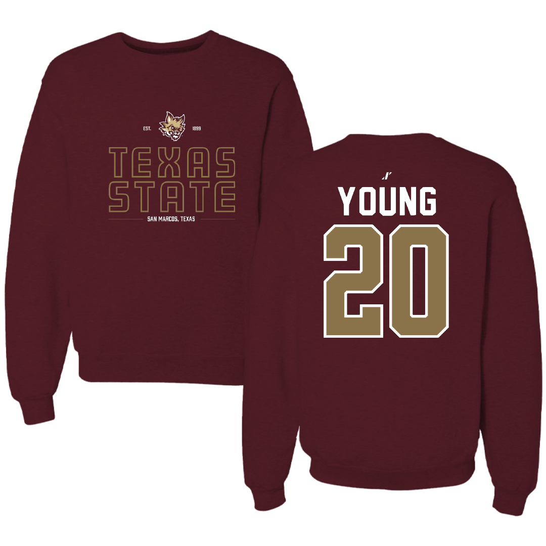 Texas State University Softball Maroon General Crewneck - #20 Peyton Young