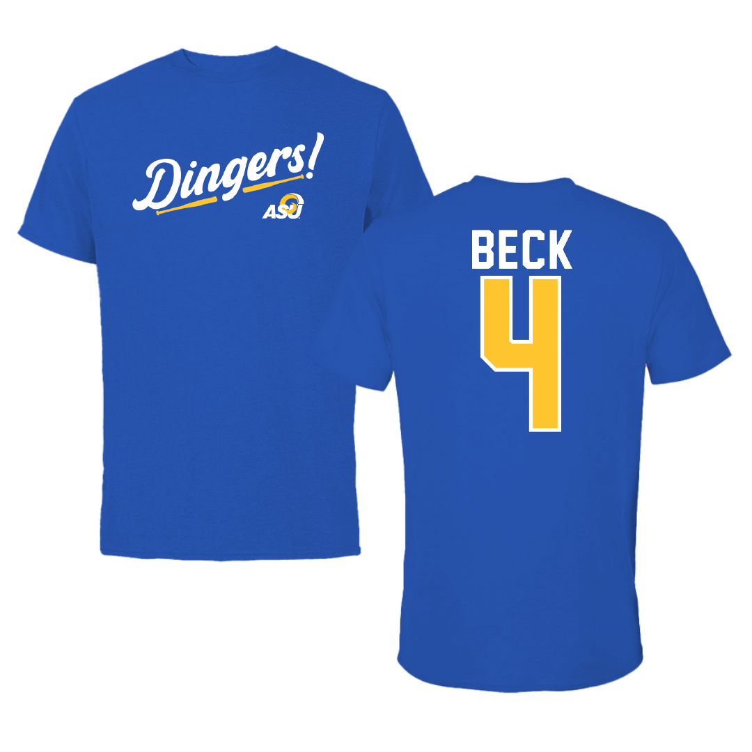 Angelo State University Baseball Blue Dingers Tee - #4 Austin Beck