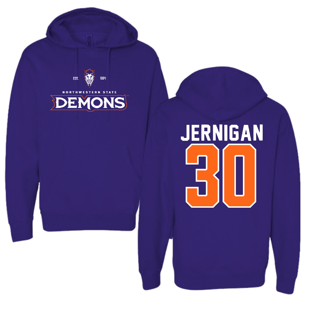 Northwestern State University Football Purple General Hoodie - #30 Micah Jernigan