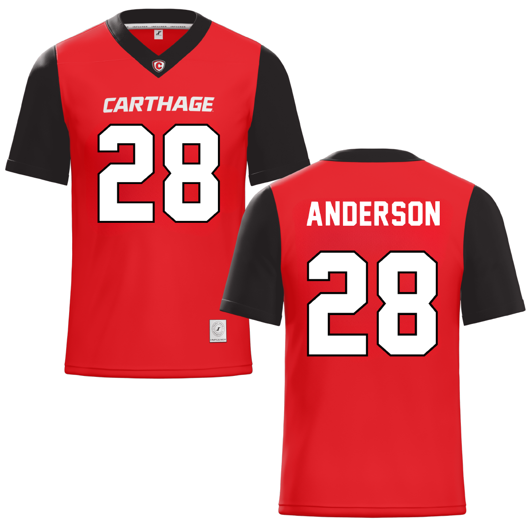 Carthage College Red Football Jersey - #28 Jack Anderson
