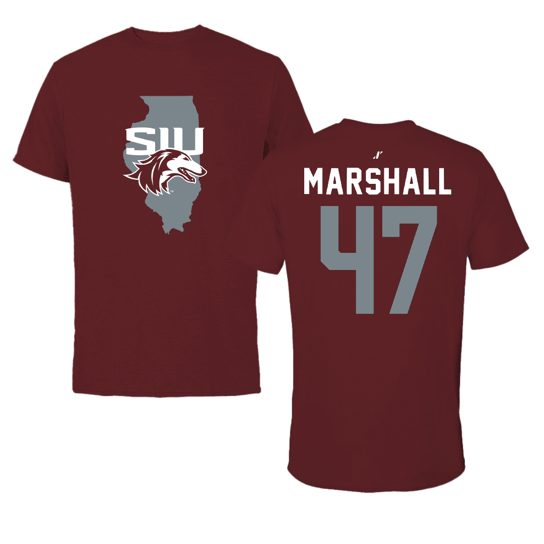 Southern Illinois University at Carbondale Football Maroon State Tee - #47 Miles Marshall