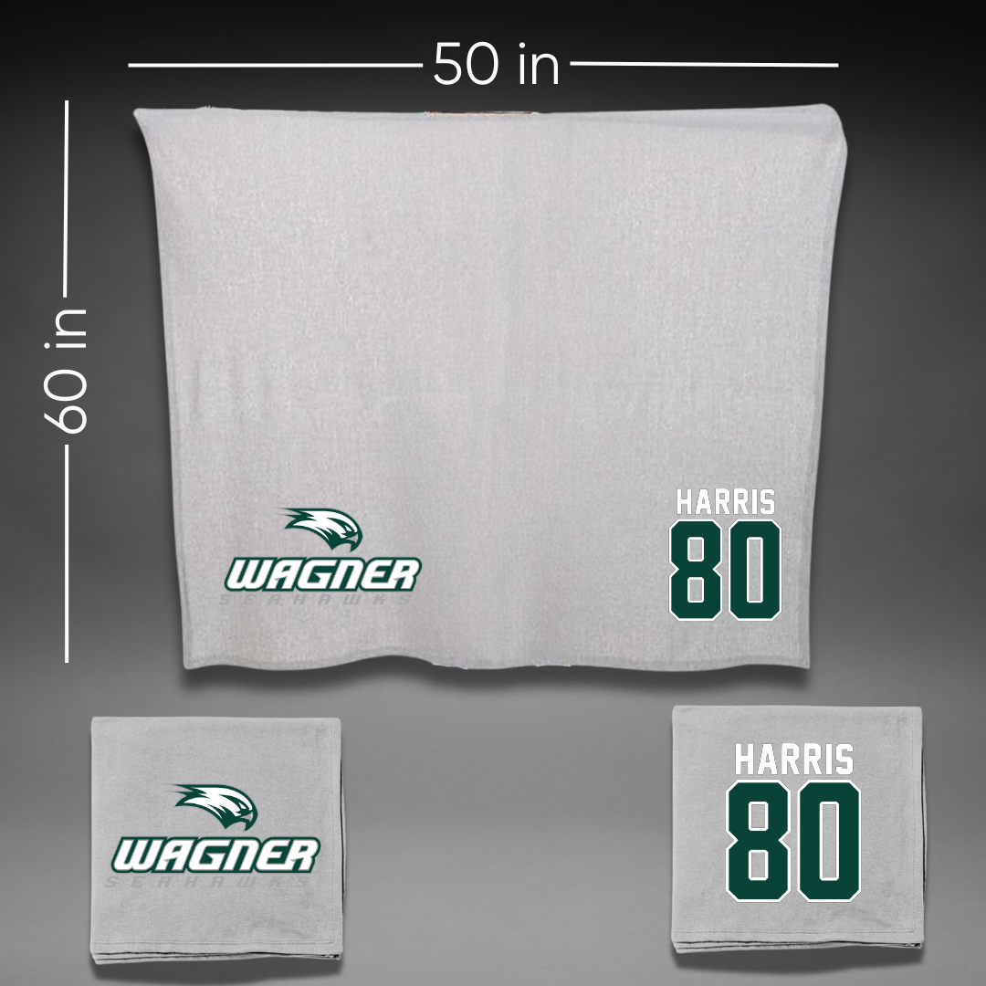 Wagner College Football Gray Blanket - #80 Christopher Harris