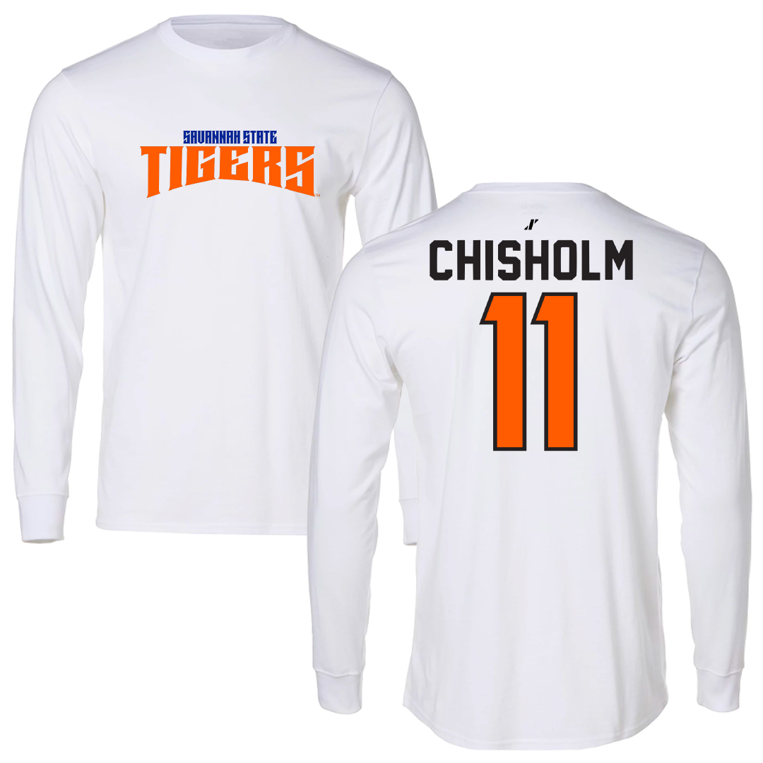 Savannah State University Basketball White Classic Long Sleeve - #11 Sanai Chisholm