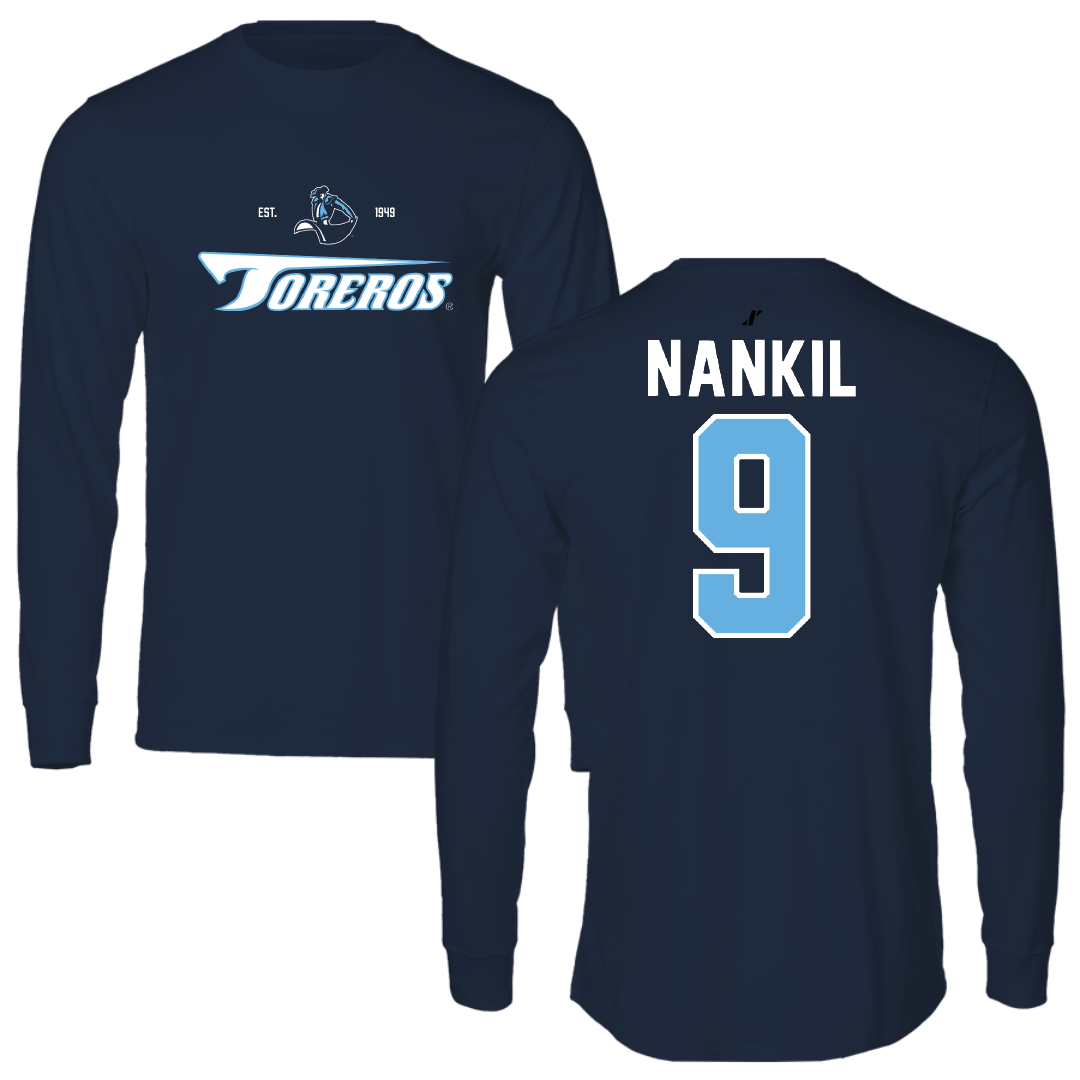 University of San Diego Football Navy General Performance Long Sleeve - #9 Dom Nankil