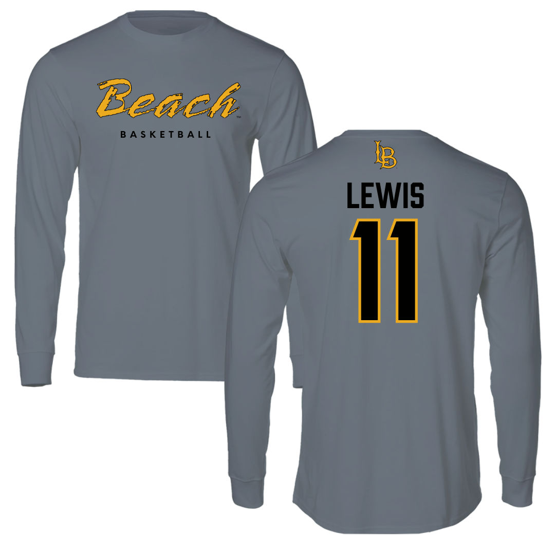 Long Beach State University Basketball Gray Long Sleeve - #11 Varick Lewis