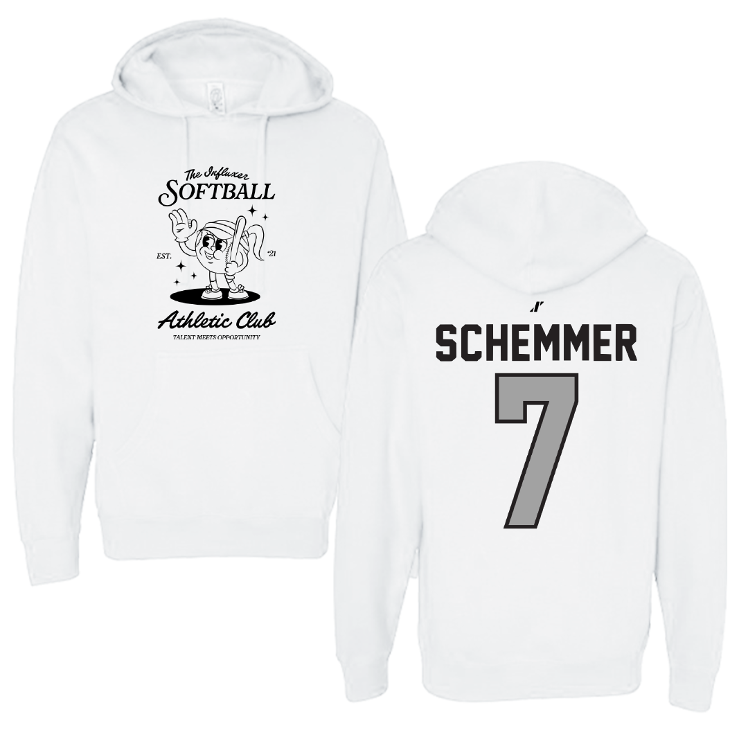 Softball White Influxer Athletic Club Hoodie - #7 Peyton Schemmer