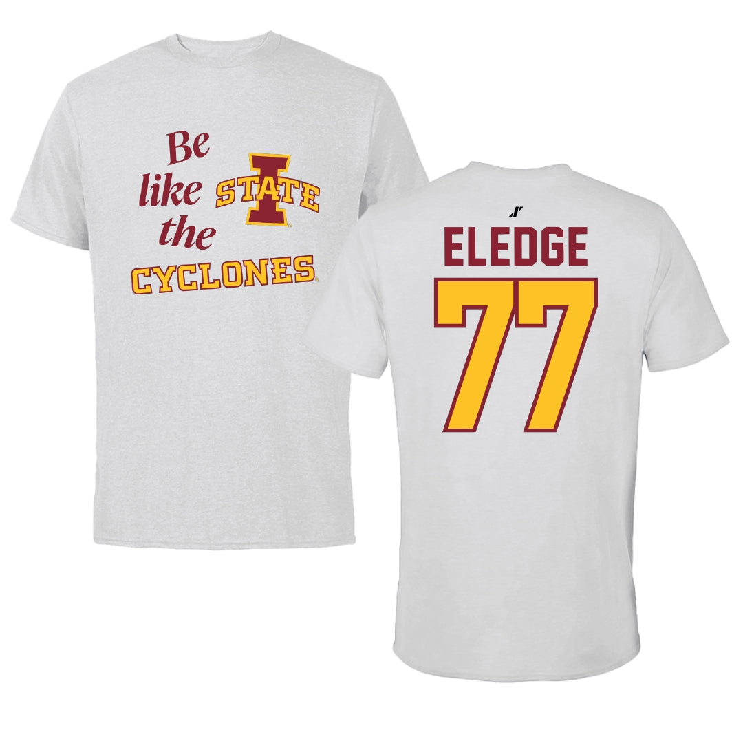 Iowa State University Football Light Gray Be Like Us Performance Tee - #77 Easton Eledge