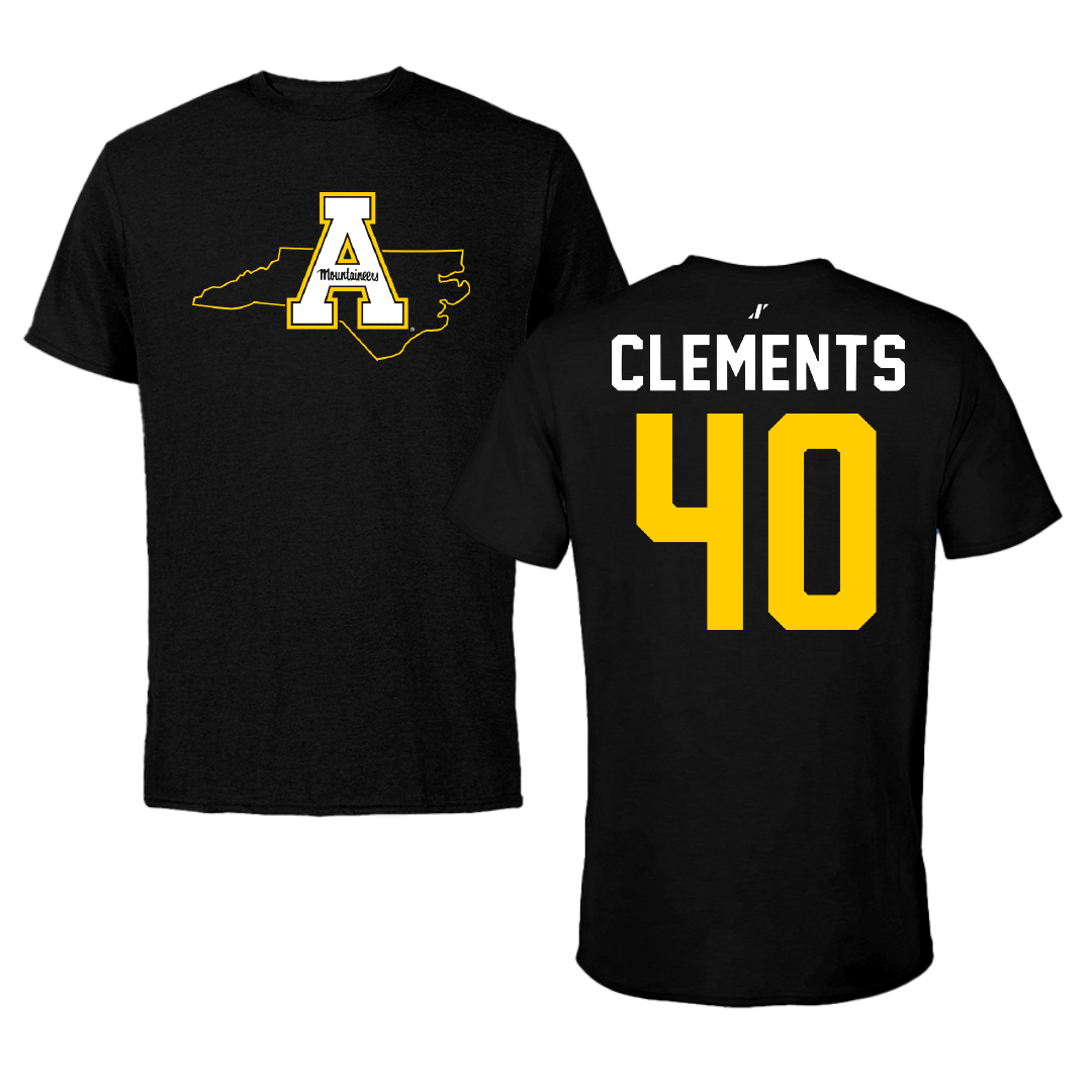 Appalachian State University Baseball Black State Performance Tee - #40 Bret Clements