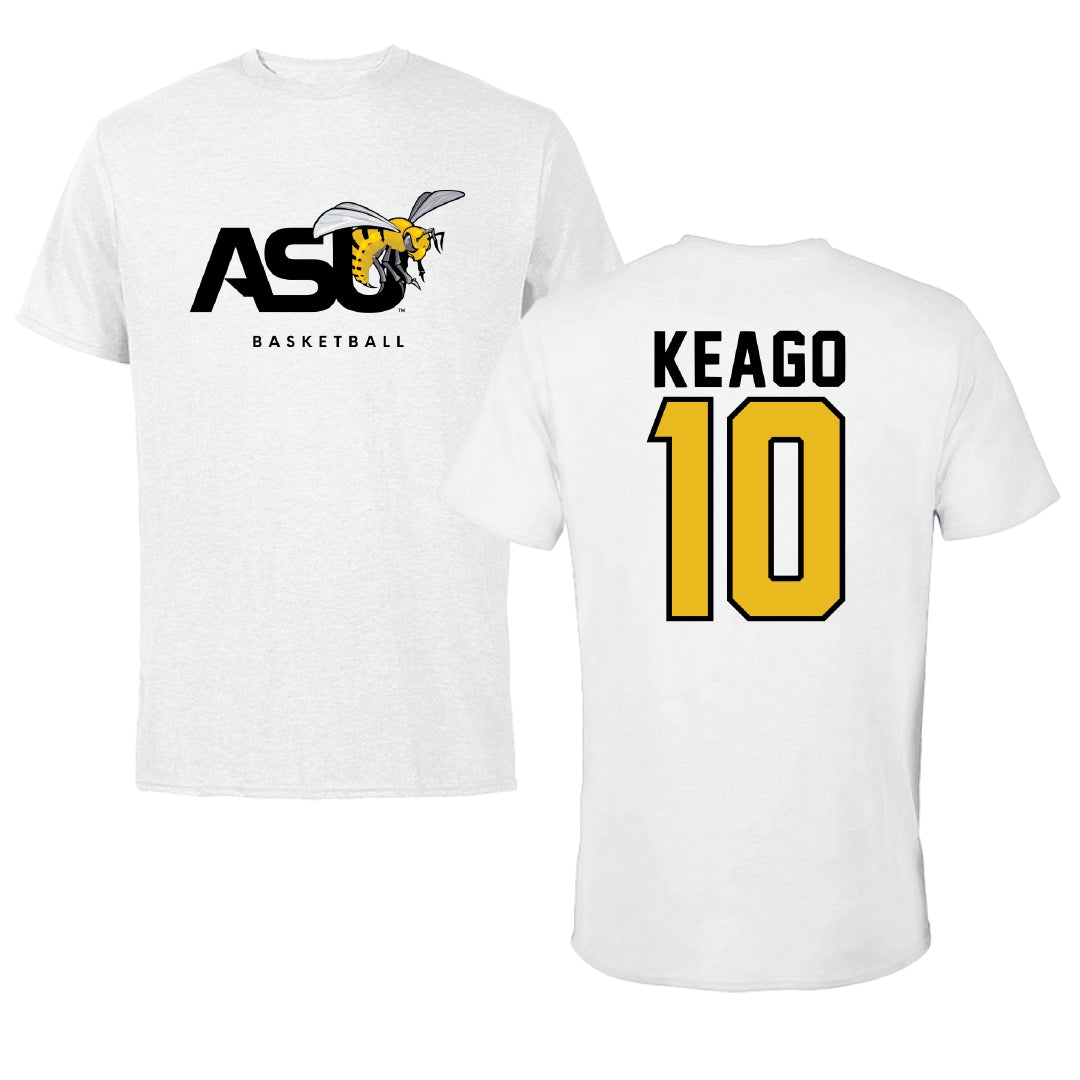Alabama State University Basketball White ASU Tee - #10 Jalen Keago