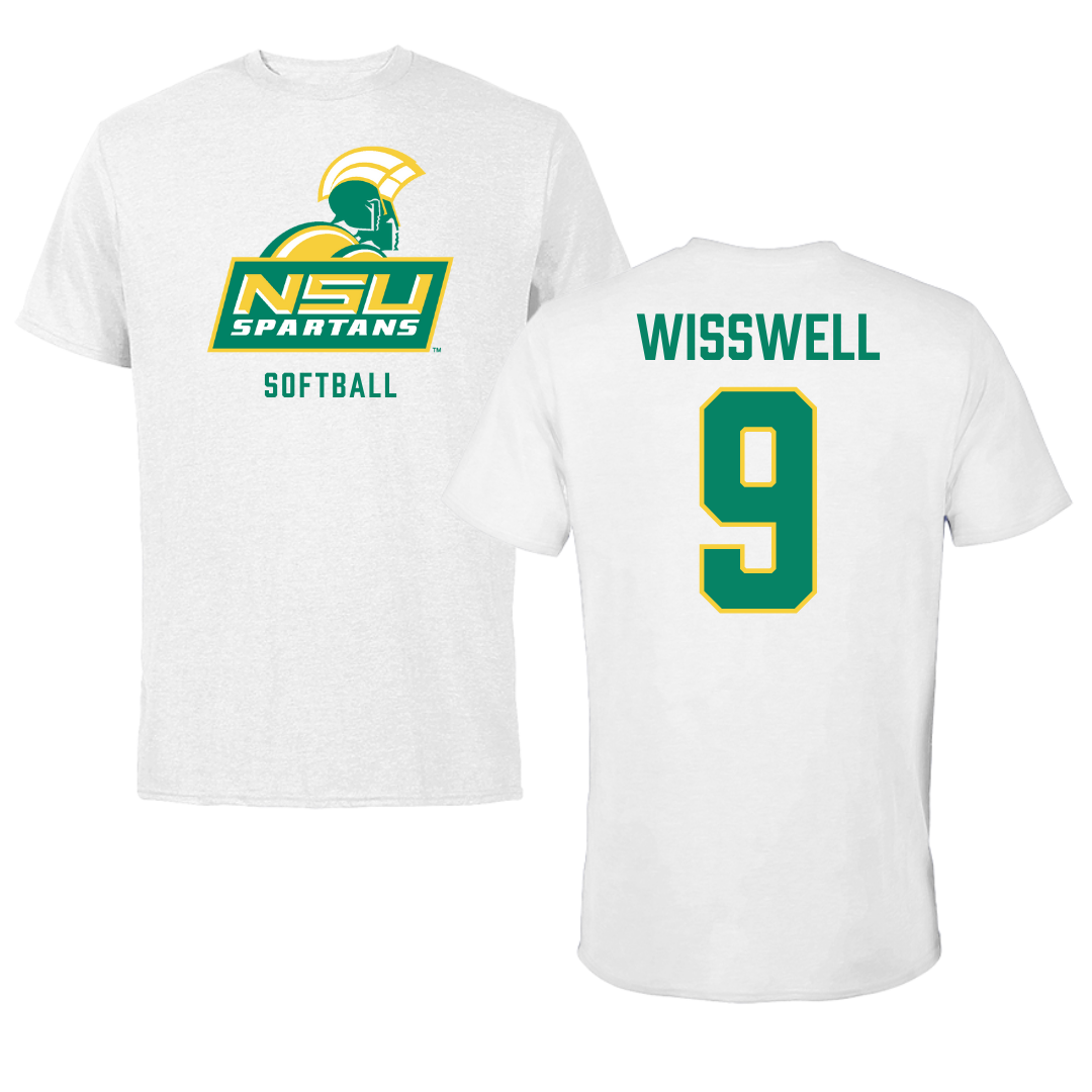 Norfolk State University Softball White Tee - #9 Leah Wisswell