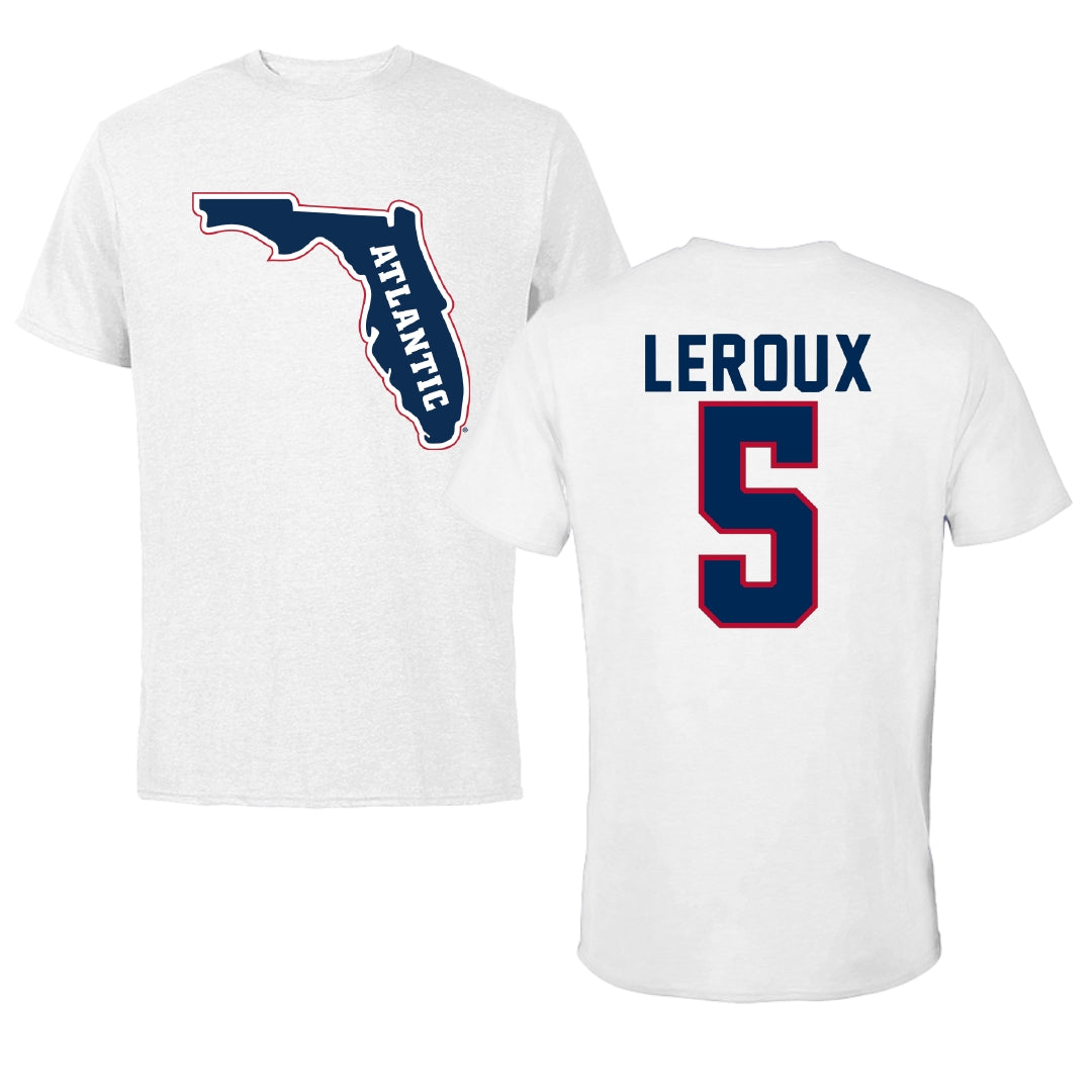 Florida Atlantic University Baseball White Tee - #5 Brando Leroux