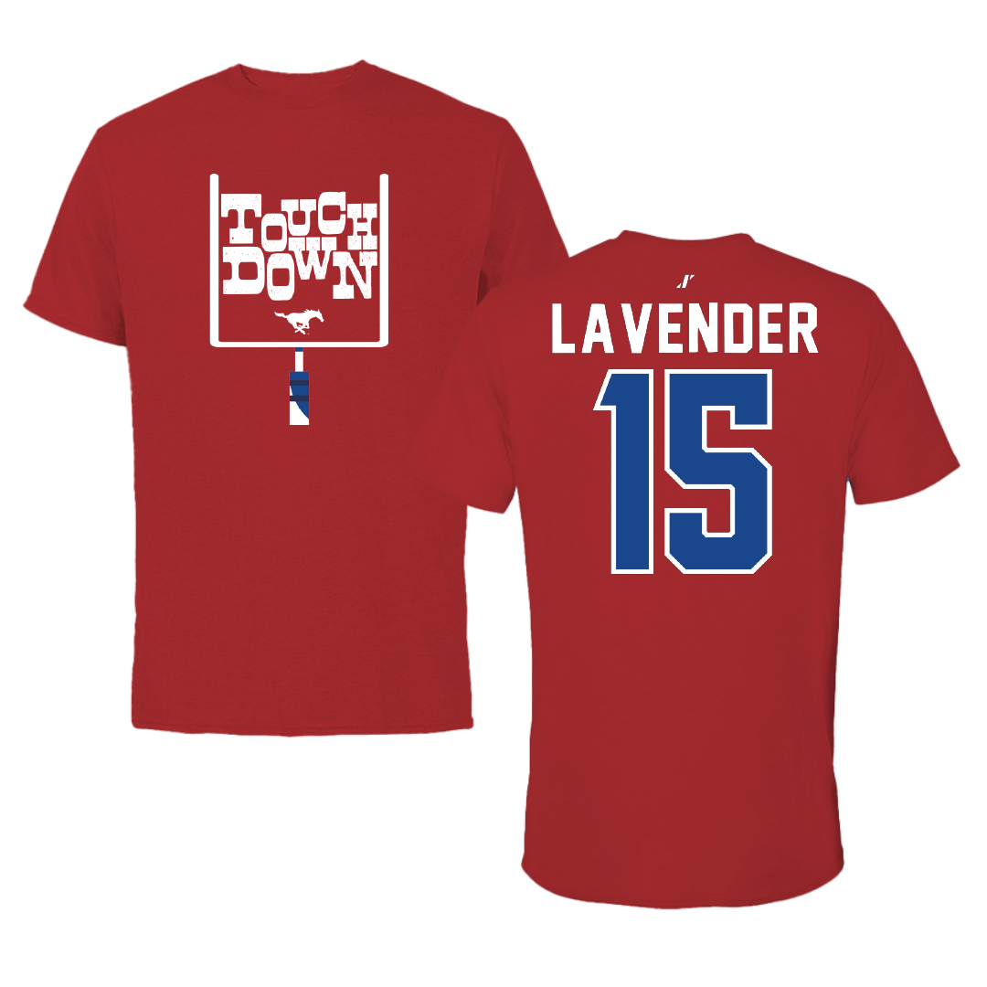 Southern Methodist University Football Canvas Red Touchdown Tee - #15 Jaxson Lavender