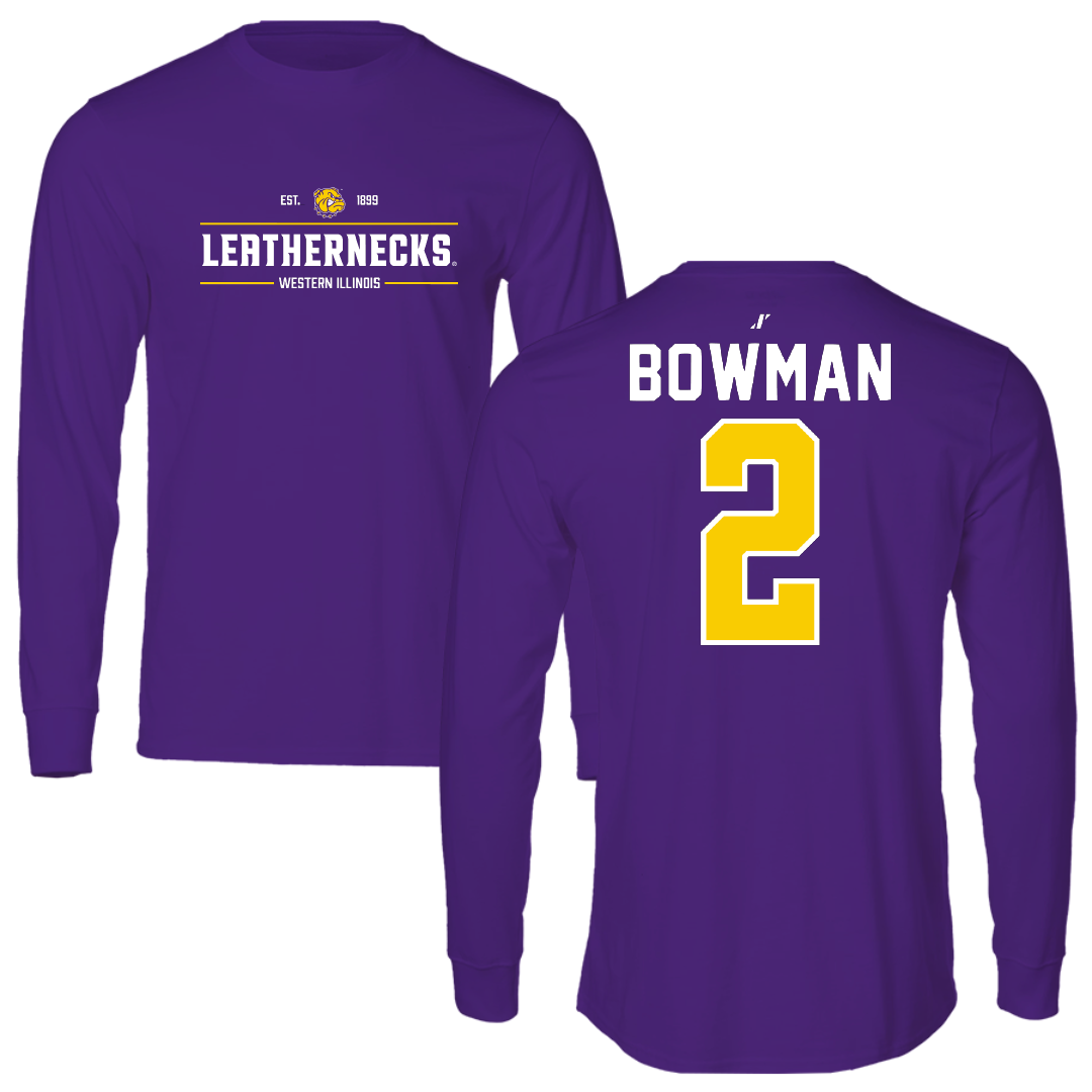 Western Illinois University Basketball Purple General Performance Long Sleeve - #2 Shelby Bowman