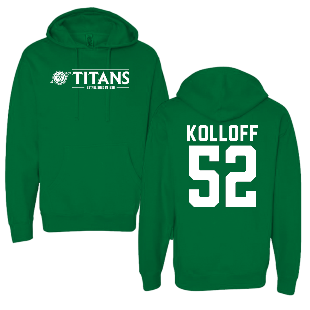 Illinois Wesleyan University Football Green General Hoodie - #52 Ethan Kolloff