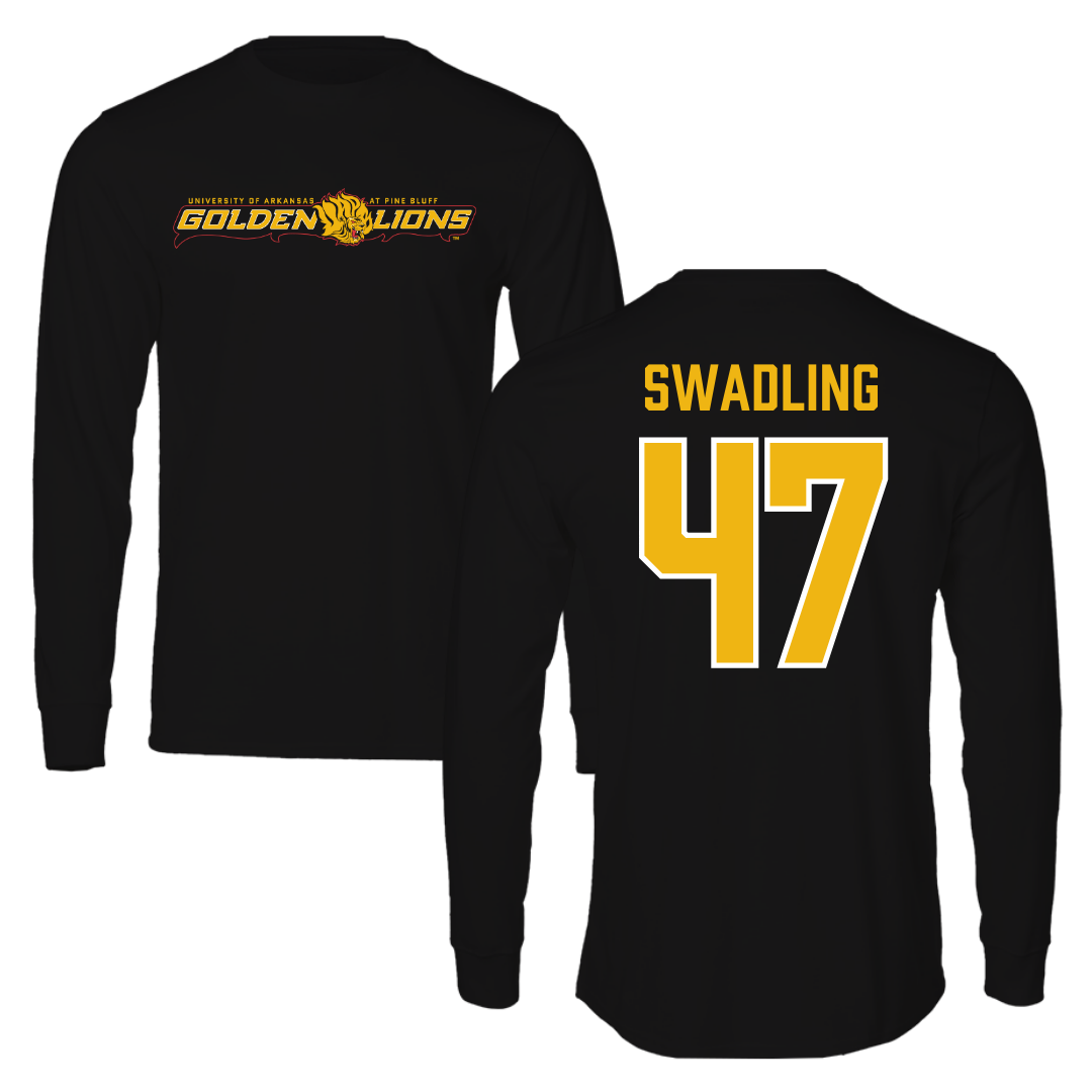University of Arkansas-Pine Bluff Football Black Performance Long Sleeve - #47 Andrew Swadling