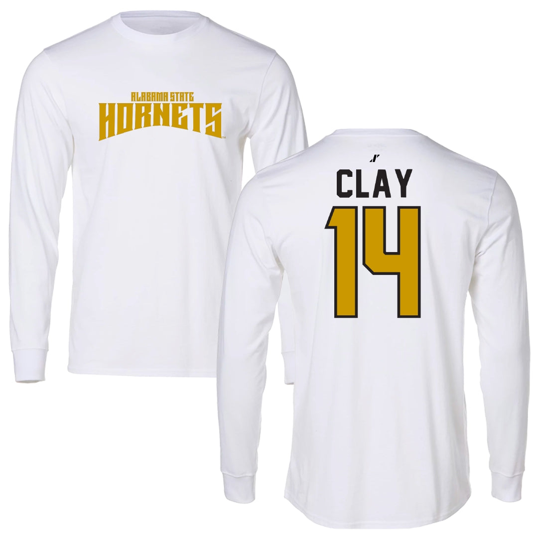 Alabama State University Volleyball White Classic Long Sleeve - #14 Kamrynn Clay