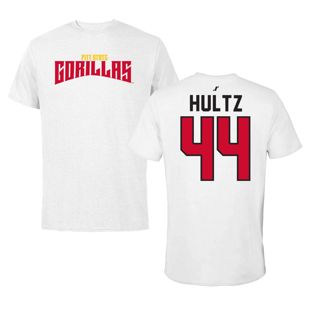 Pittsburg State University Football White Classic Performance Tee - #44 Sam Hultz