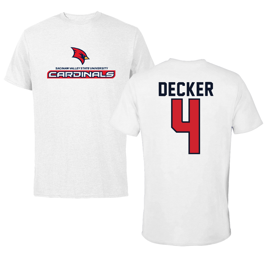 Saginaw Valley State University Volleyball White Performance Tee - #4 Ava Decker