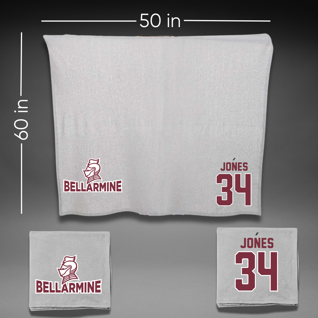 Bellarmine University Soccer Gray Blanket - #34 Jackson Jones