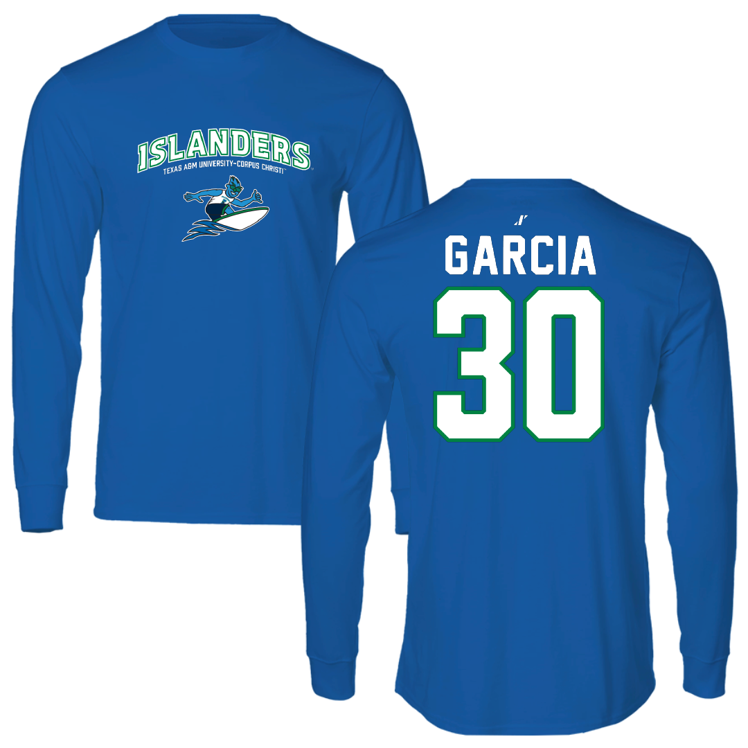 Texas A&M University-Corpus Christi Baseball Blue General Performance Long Sleeve - #30 Zach Garcia