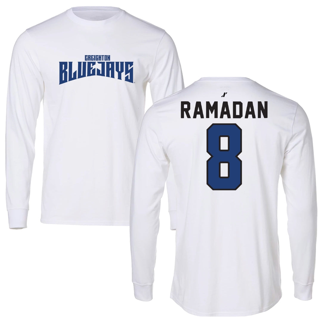 Creighton University Soccer White Classic Performance Long Sleeve - #8 Omar Ramadan