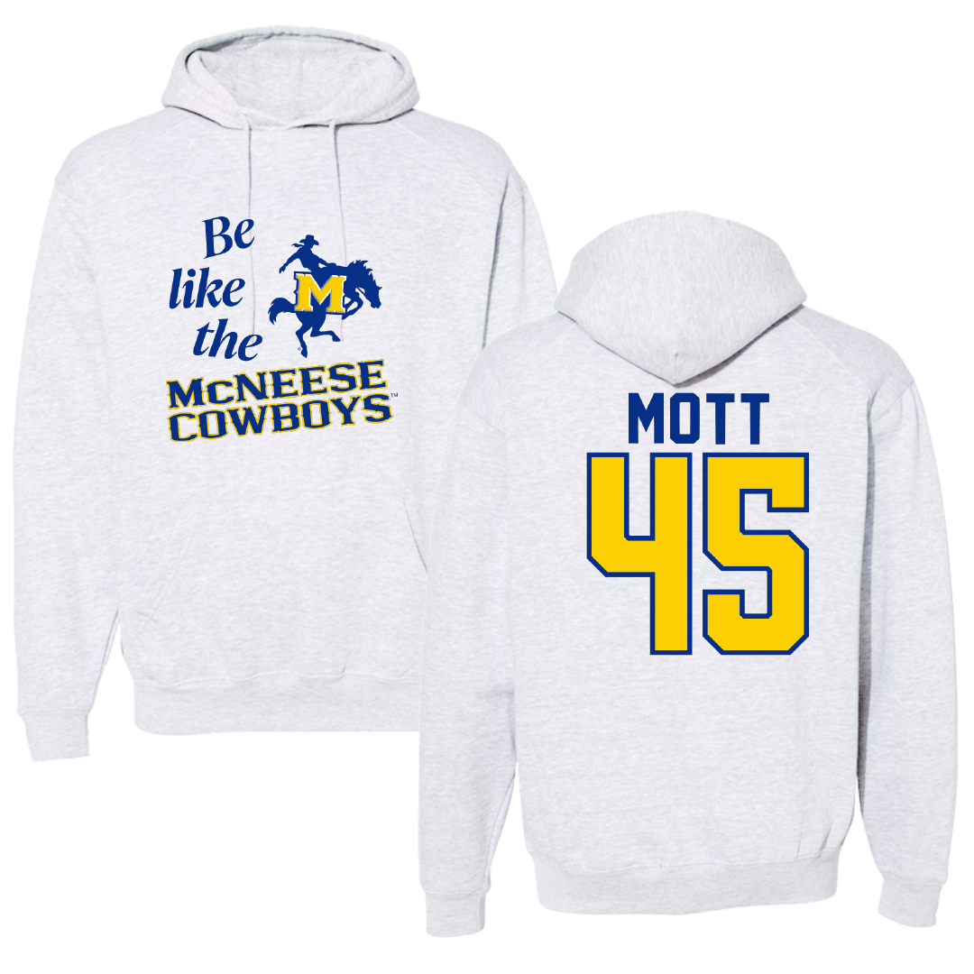 McNeese State University Baseball Light Gray Be Like Us Hoodie - #45 Marcus Mott
