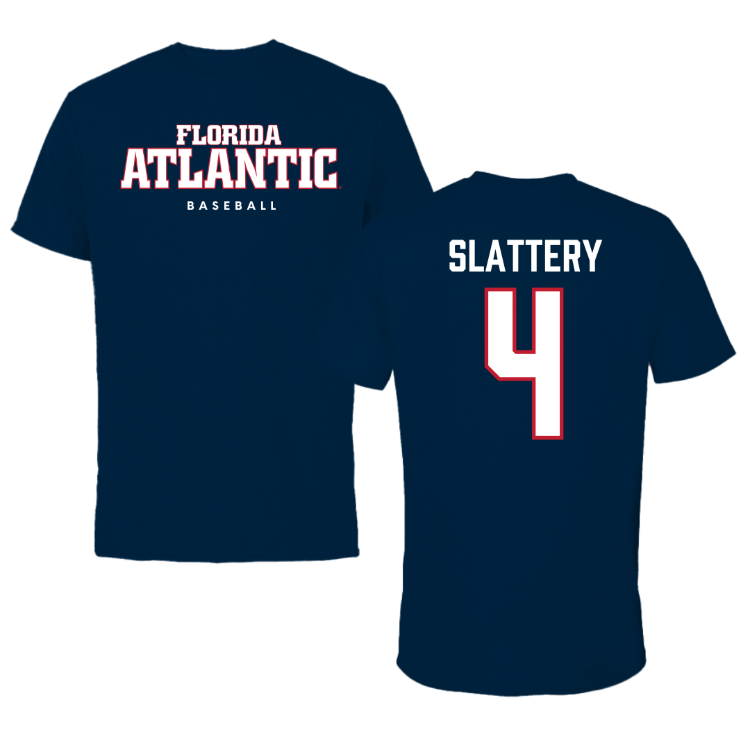 Florida Atlantic University Baseball Navy Block Tee - #4 Joseph Slattery