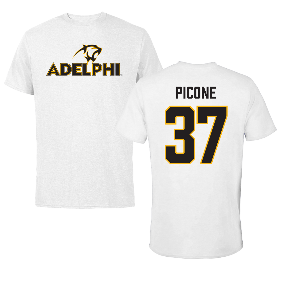 Adelphi University Baseball White Tee - #37 CJ Picone