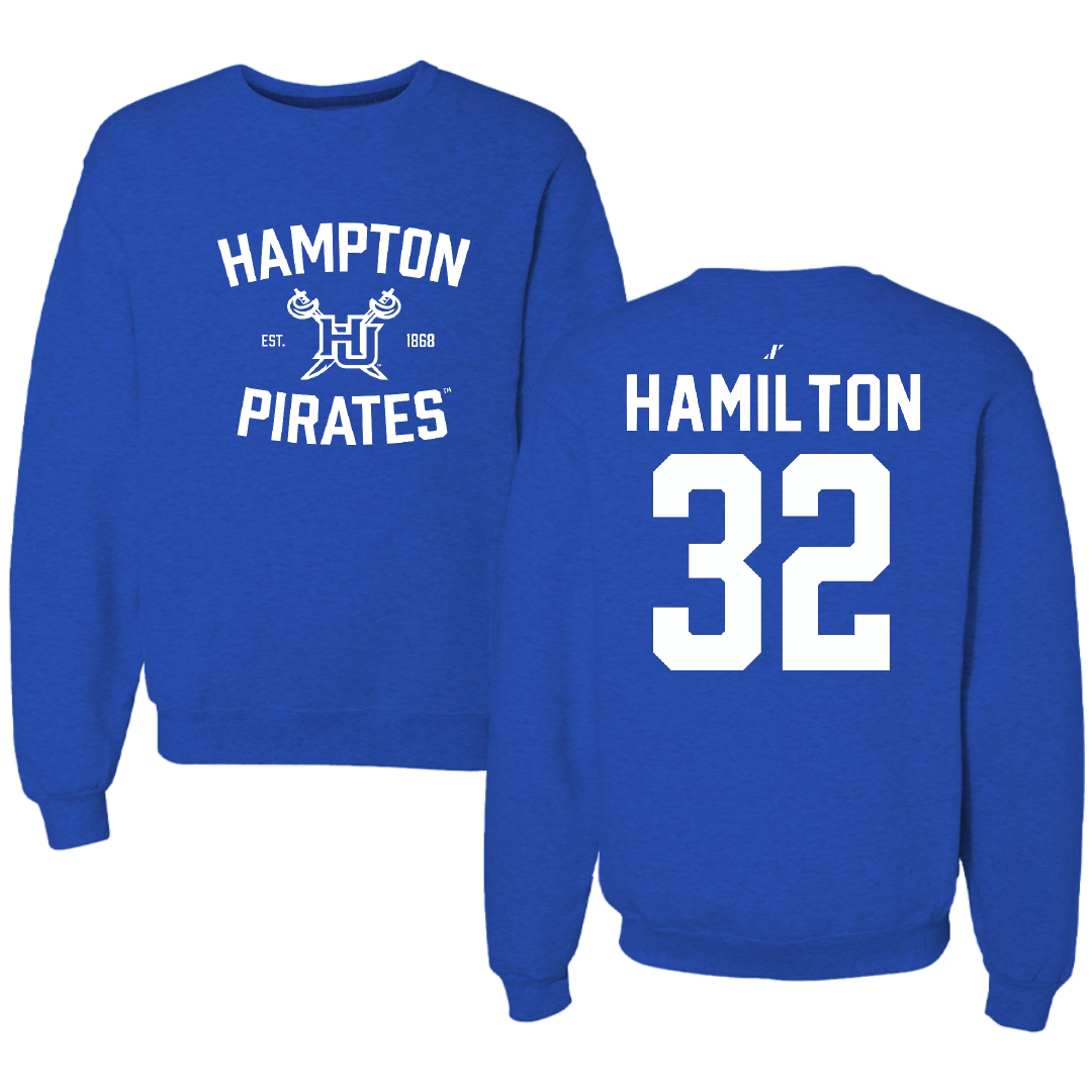 Hampton University Softball Blue General Crewneck - #32 Camryn Hamilton
