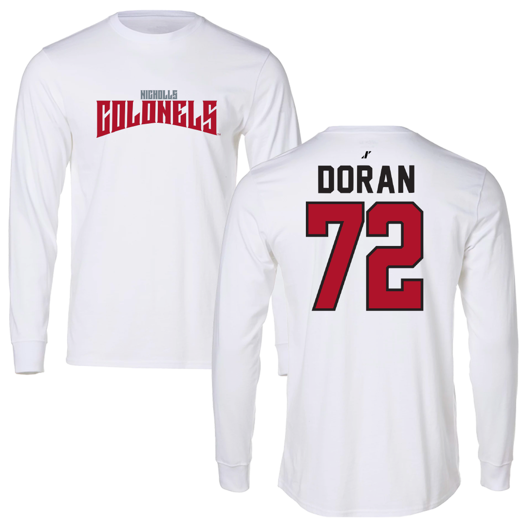 Nicholls State University Football White Classic Performance Long Sleeve - #72 Seth Doran