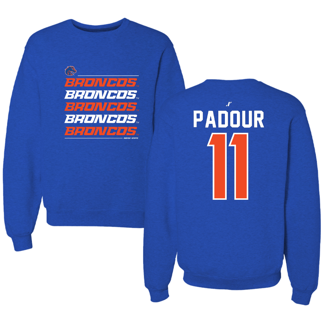 Boise State University Soccer Blue General Crewneck - #11 Morgan Padour