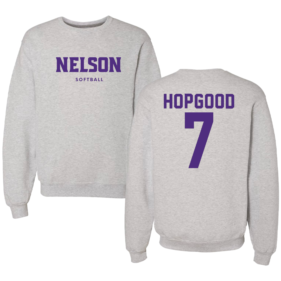 Nelson University Softball Gray Crewneck - #7 Cadence Hopgood