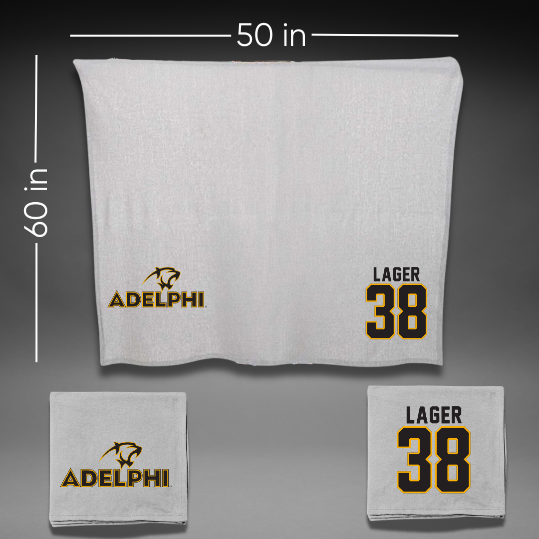 Adelphi University Soccer Gray Blanket - #38 Ethan Lager