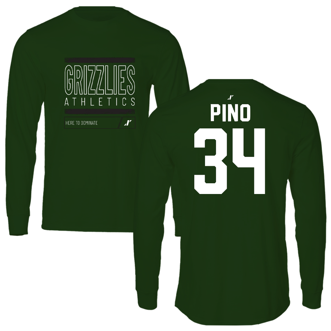 Adams State University Baseball Forest Green Dominate Performance Long Sleeve - #34 CJ Pino