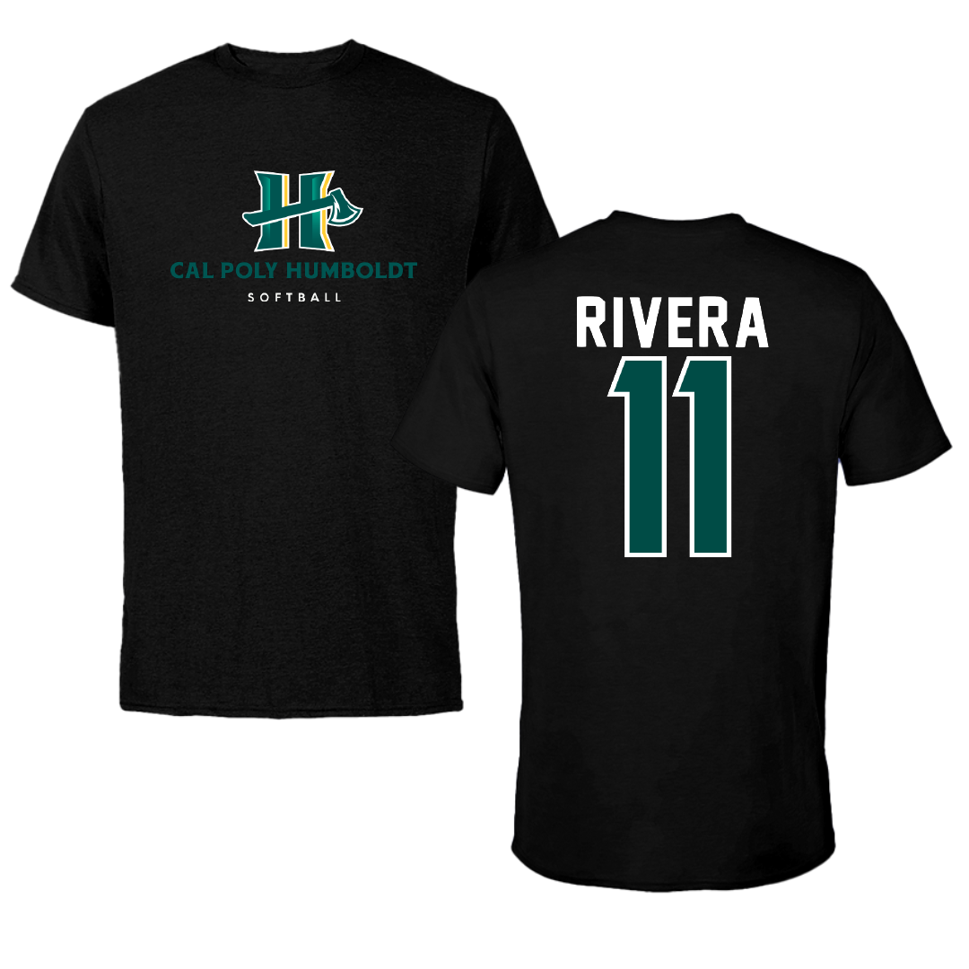 Cal Poly Humboldt Softball Black Tee - #11 Julia Rivera