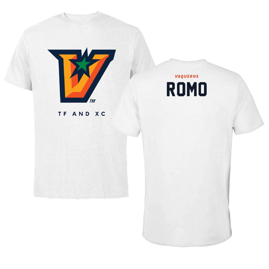 The University of Texas Rio Grande Valley TF and XC White Performance Tee - Gael Romo