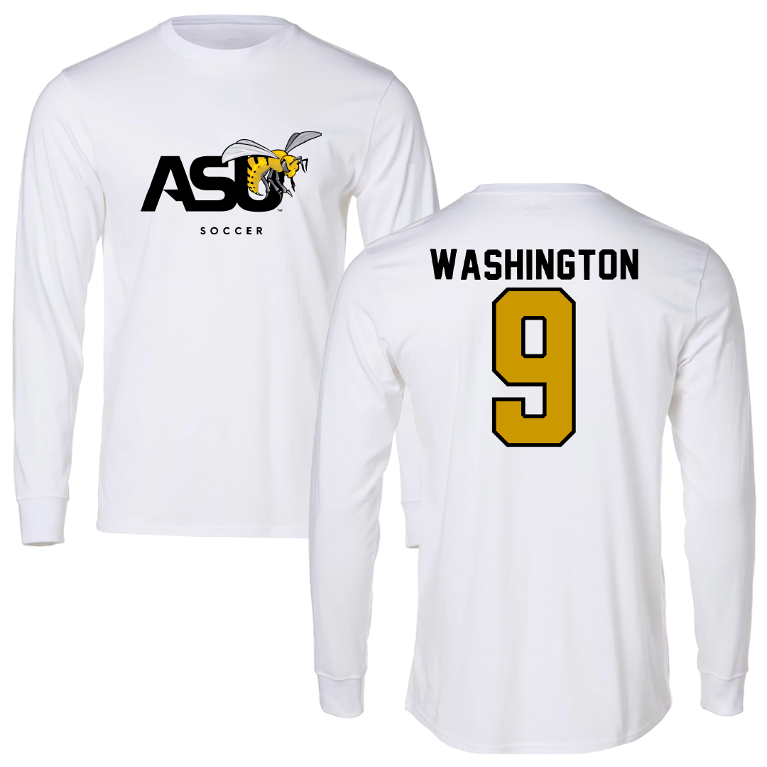 Alabama State University Soccer White Performance Long Sleeve - #9 Sydney Washington