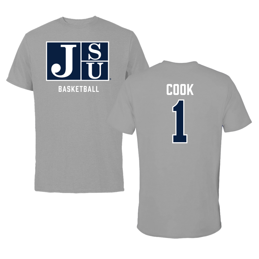 Jackson State University Basketball Gray Tee - #1 Zeke Cook