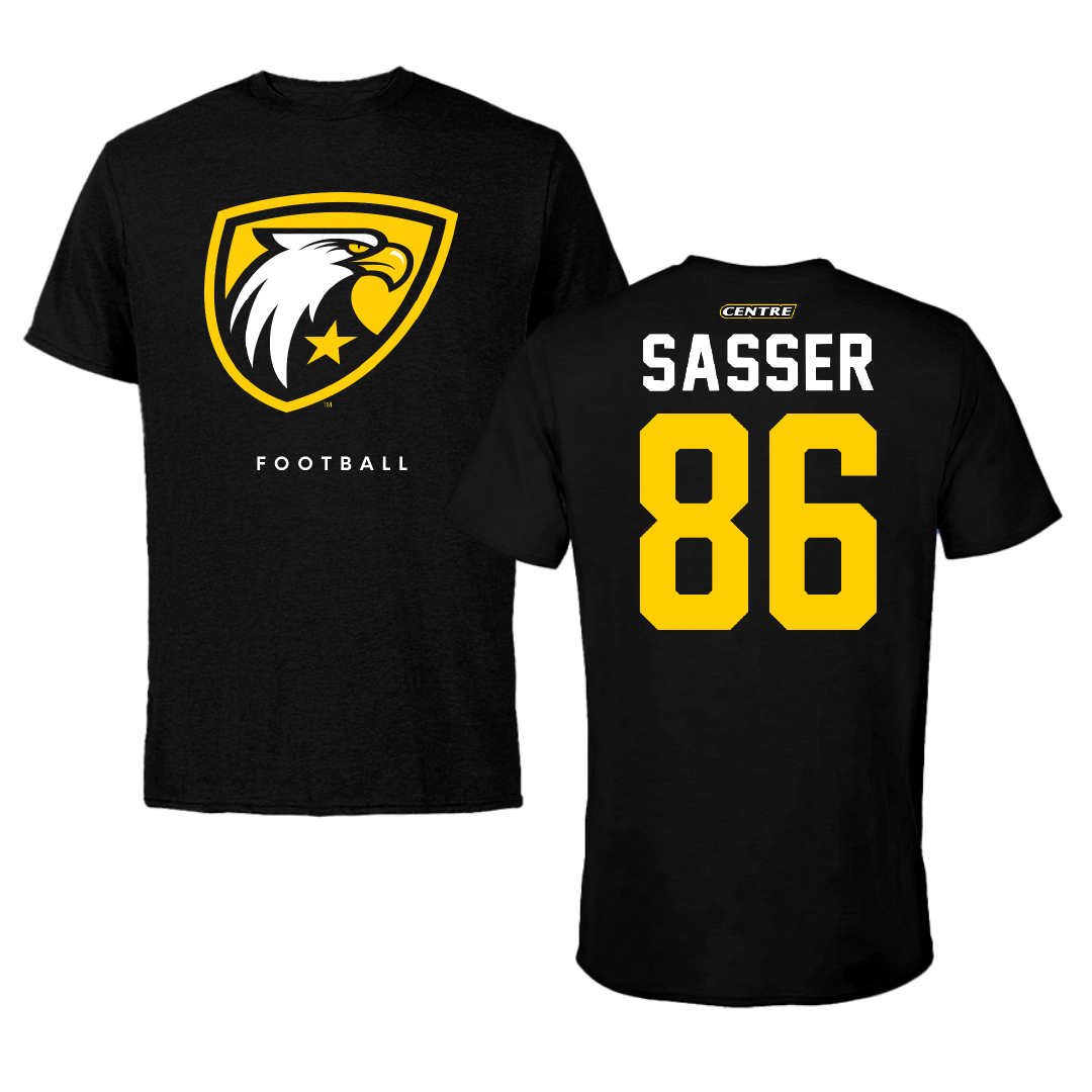Centre College Football Black Tee - #86 Luke Sasser