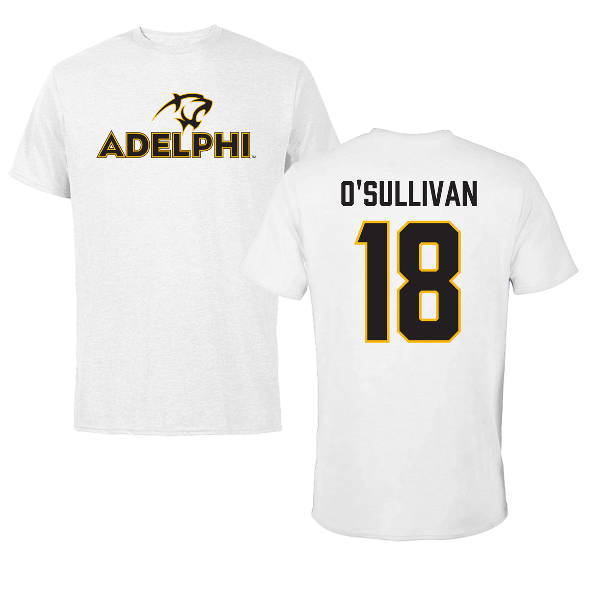 Adelphi University Baseball White Tee - #18 Tommy O'Sullivan