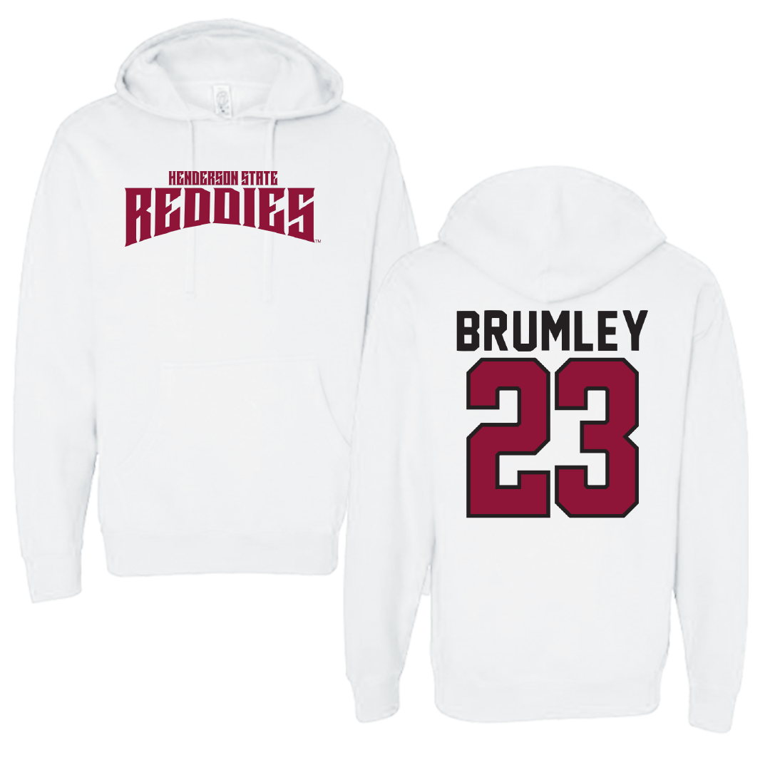 Henderson State University Baseball White Classic Hoodie - #23 Baylor Brumley