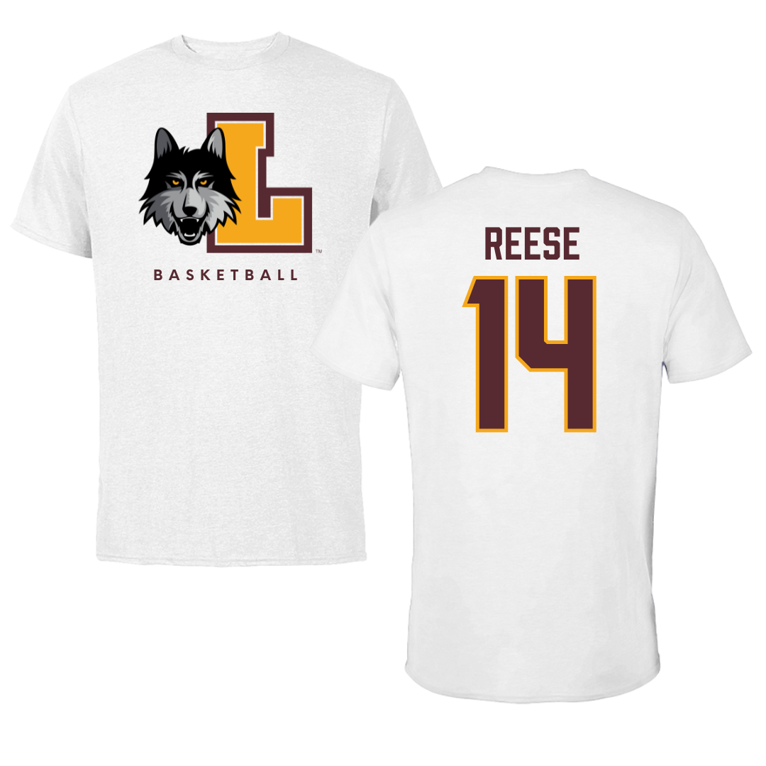 Loyola University-Chicago Basketball White Tee - #14 Caleb Reese