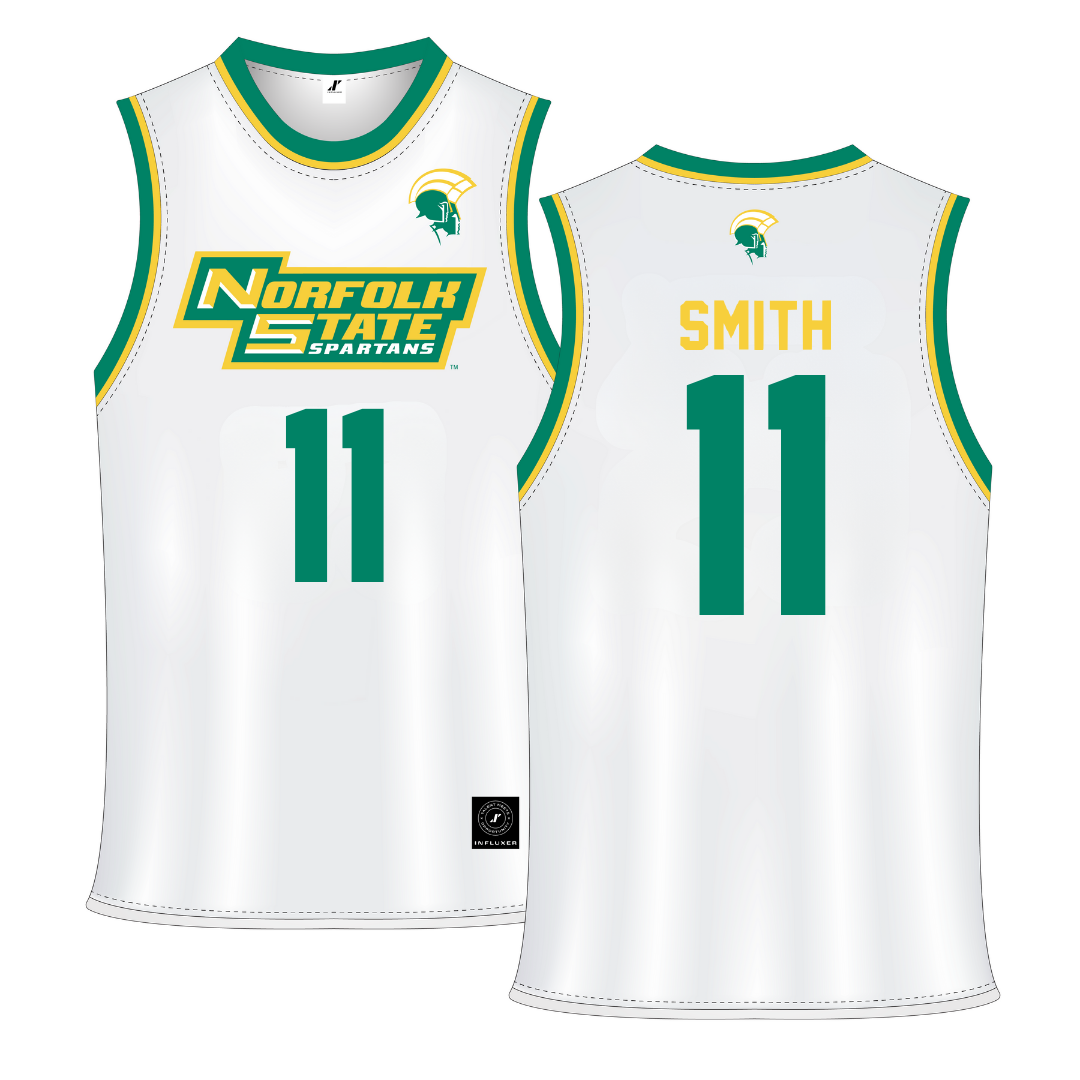 Norfolk State University White Basketball Jersey - #11 Amari Smith