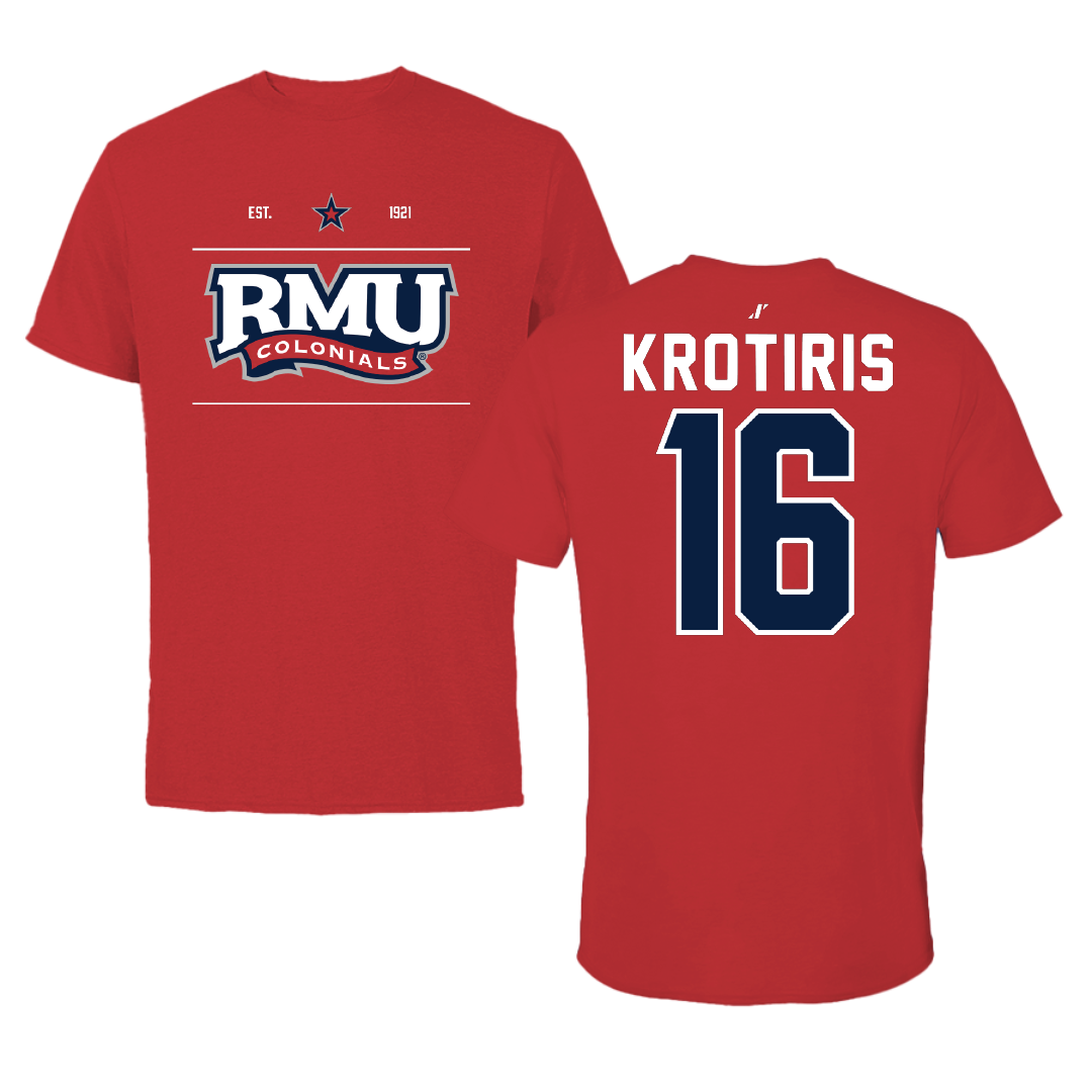 Robert Morris University Ice Hockey Red General Tee - #16 George Krotiris