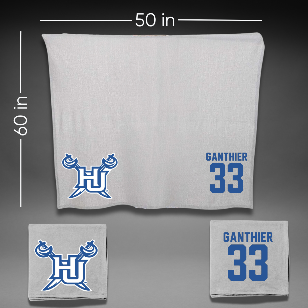 Hampton University Football Gray Blanket - #33 Julian Ganthier