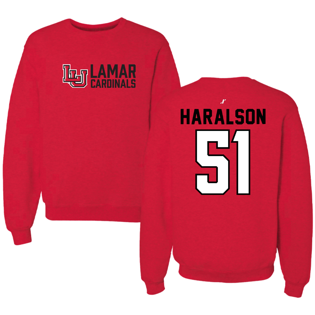 Lamar University Football Red General Crewneck - #51 Alex Haralson