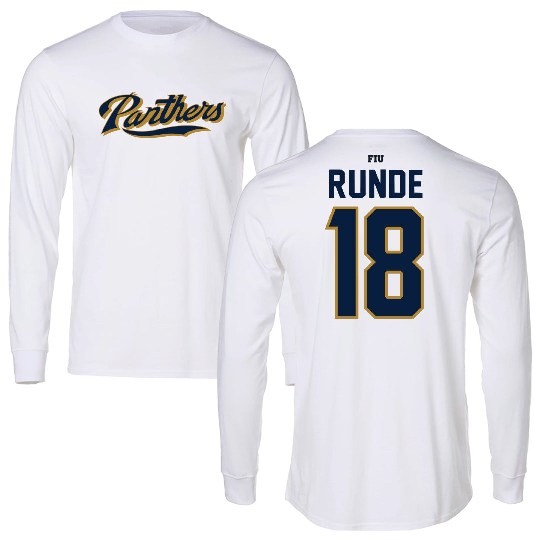 Florida International University Baseball White Panthers Performance Long Sleeve - #18 Logan Runde
