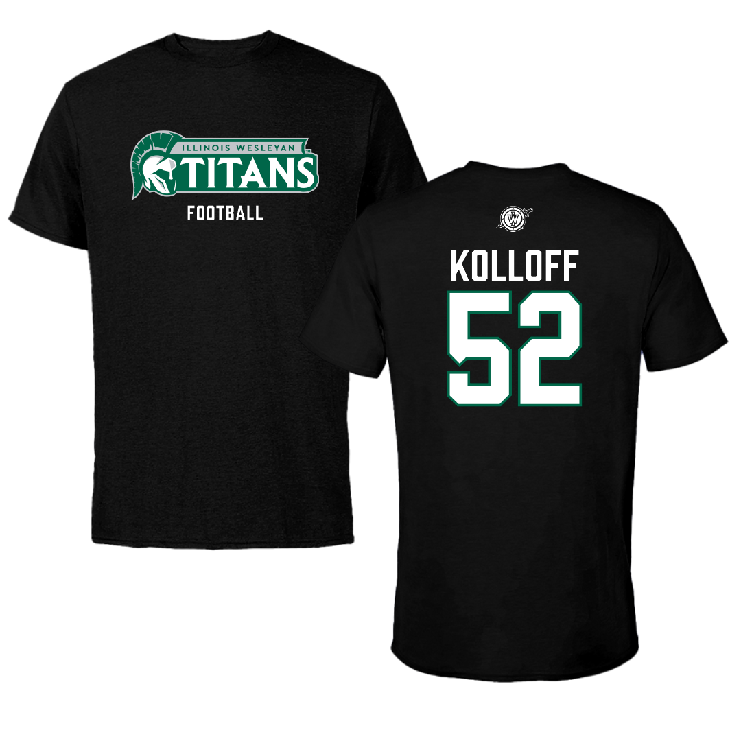 Illinois Wesleyan University Football Black Performance Tee - #52 Ethan Kolloff