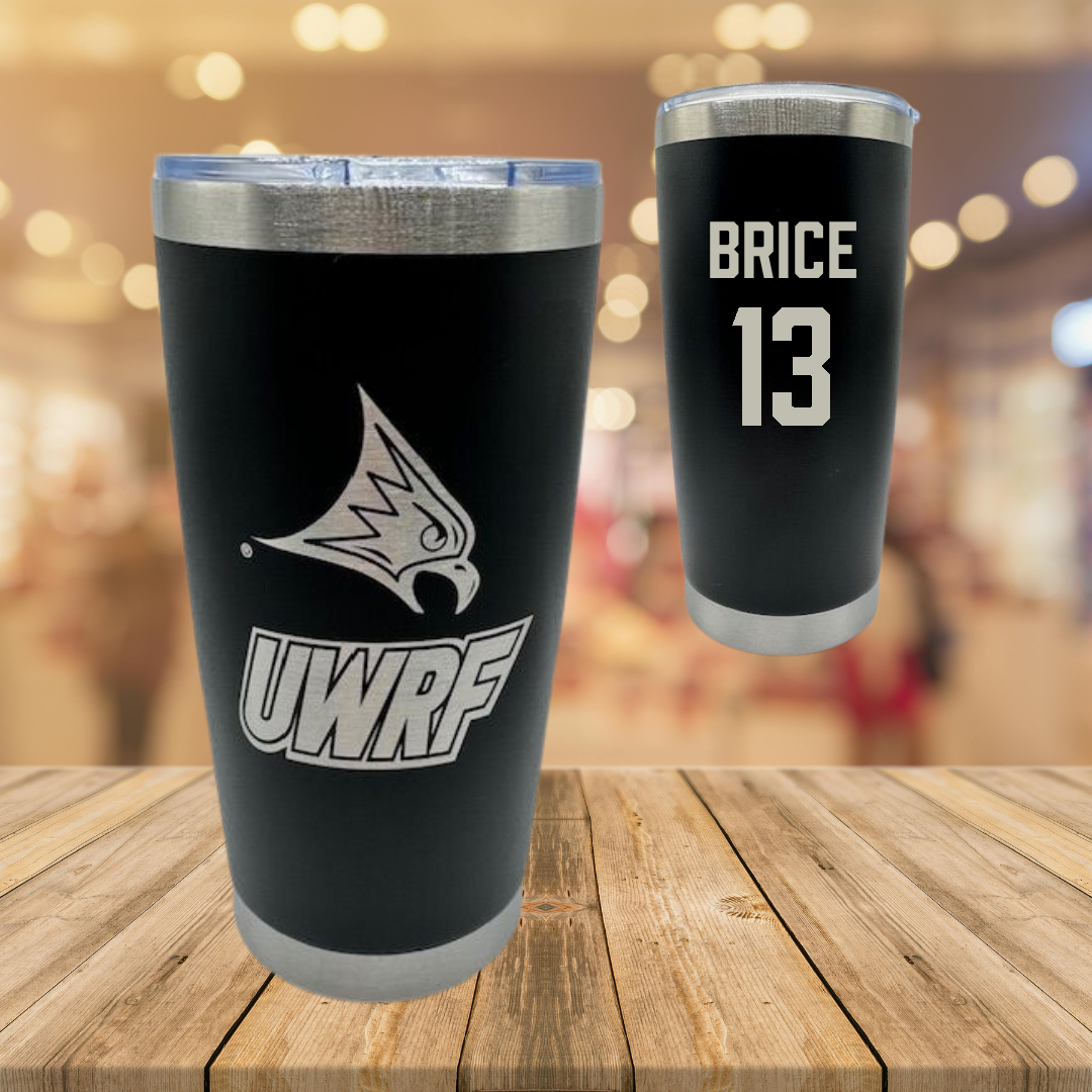 University of Wisconsin-River Falls Ice Hockey Black Stainless Steel Tumbler - #13 Ellie Brice
